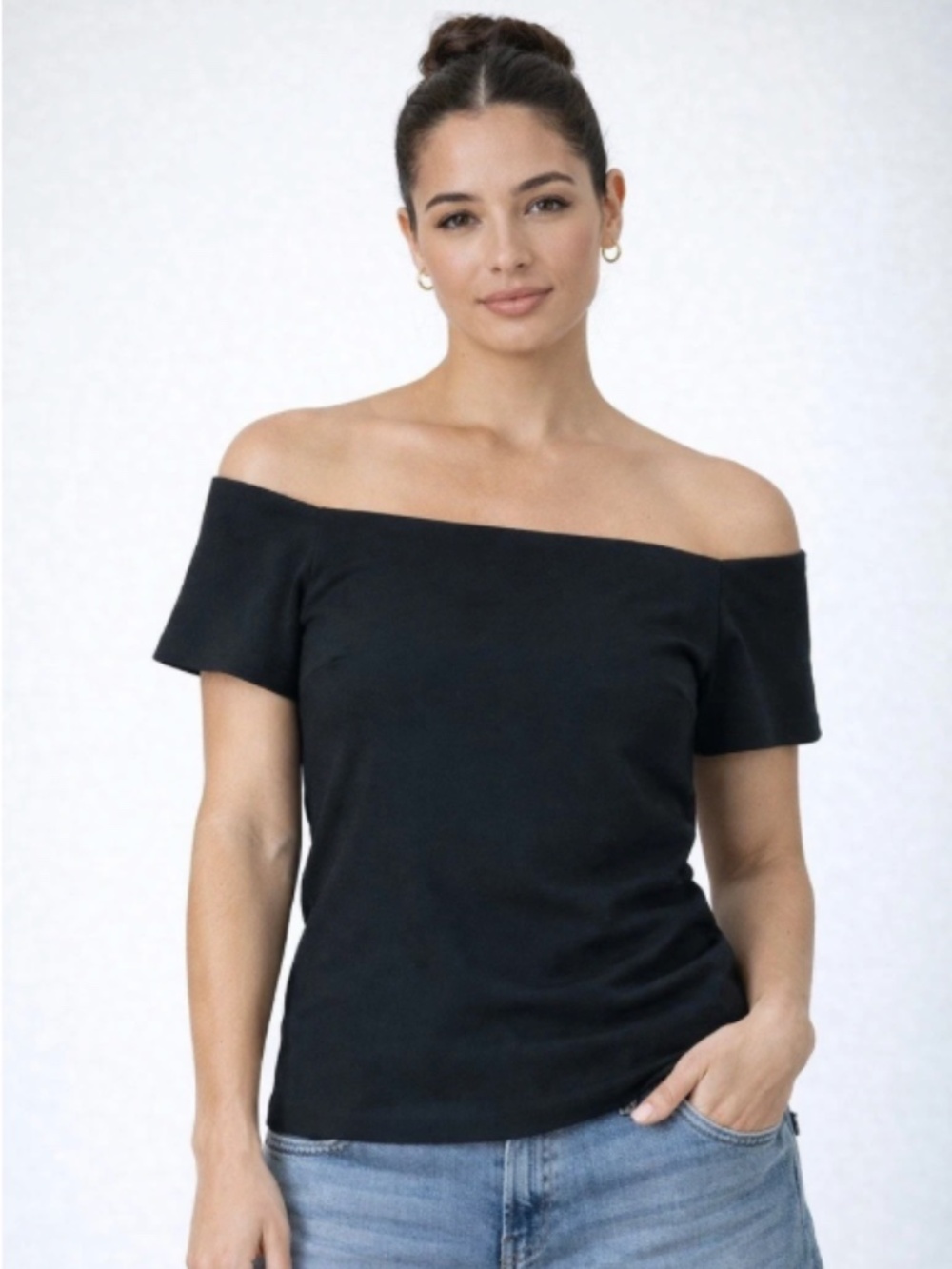 Black Deletta Anthropologie Off the Shoulder Top NWT Size L